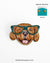 Handmade embroidered Labrador dog brooch with teal sunglasses, quirky beaded lapel pin for jackets, shirts, and bags.