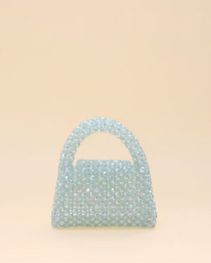 Artisan-crafted rainbow bead mini tote bag, durable and stylish women’s handbag.