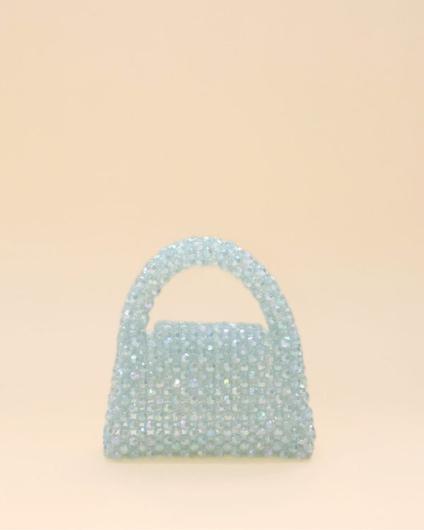 Artisan-crafted rainbow bead mini tote bag, durable and stylish women’s handbag.