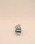 Bright multicolor striped sunglass case with bead accents and strap, handmade embroidered eyewear cover