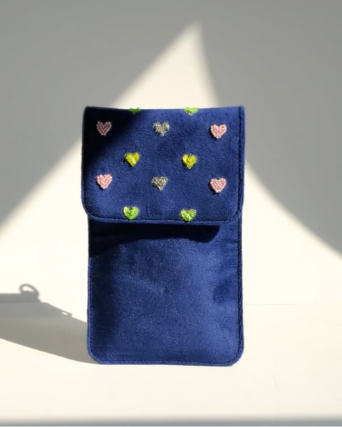 Heart Blue Phone Sling Wallet