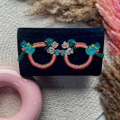 Embroidered Glasses Case, Embroidered Eyeglass Cover, Embroidered Eyewear Case, "Cute and colorful specs cover - hand embroidered with beads, perfect gift"