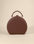 Plum brown sling bag with leopard face embroidery in golden zari and handwork
