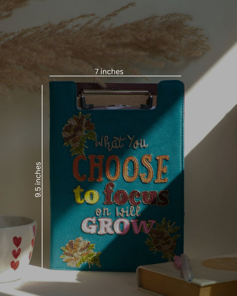 colorful embroidered suede reusable notebook holder