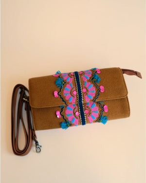 CHARLOTTE EMBROIDERED SLING BAG