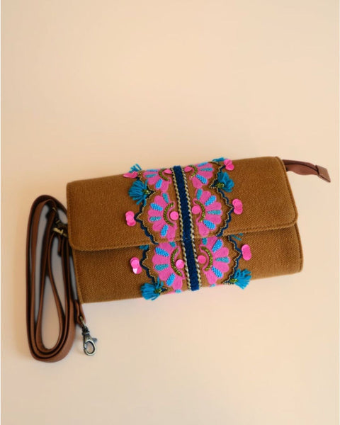 CHARLOTTE EMBROIDERED SLING BAG