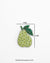 Handmade pear-shaped brooch with green embroidery and beads