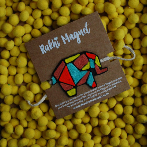 Handmade embroidered Rakhi Magnet – Embroidered Rakhi Magnet - Elephant