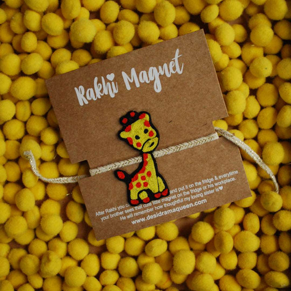 Handmade embroidered Rakhi Magnet – Embroidered Rakhi Magnet - Giraffe