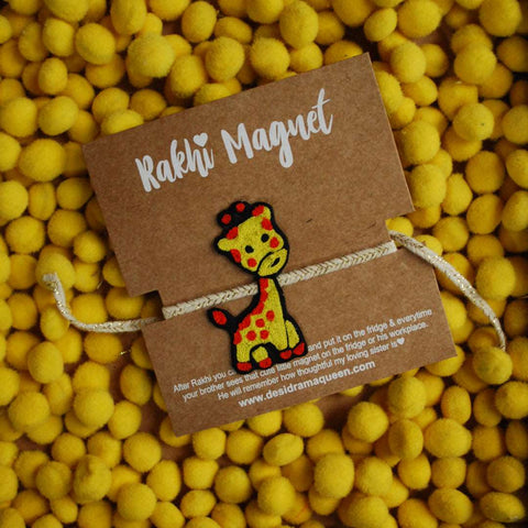 Handmade embroidered Rakhi Magnet – Embroidered Rakhi Magnet - Giraffe