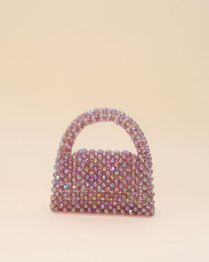Beaded rainbow mini tote bag designed for special occasions, evening, and day wear.