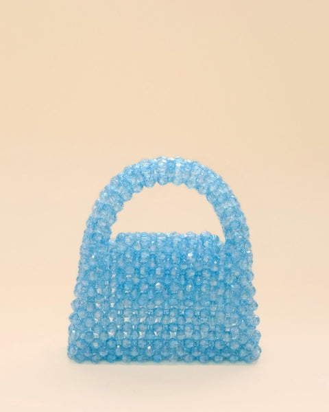 Sparkling rainbow bead mini tote bag, bold fashion statement accessory for women