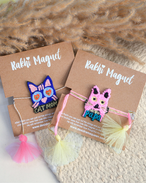 Rakhi Magnets Cat Mom & Meow Papa Combo