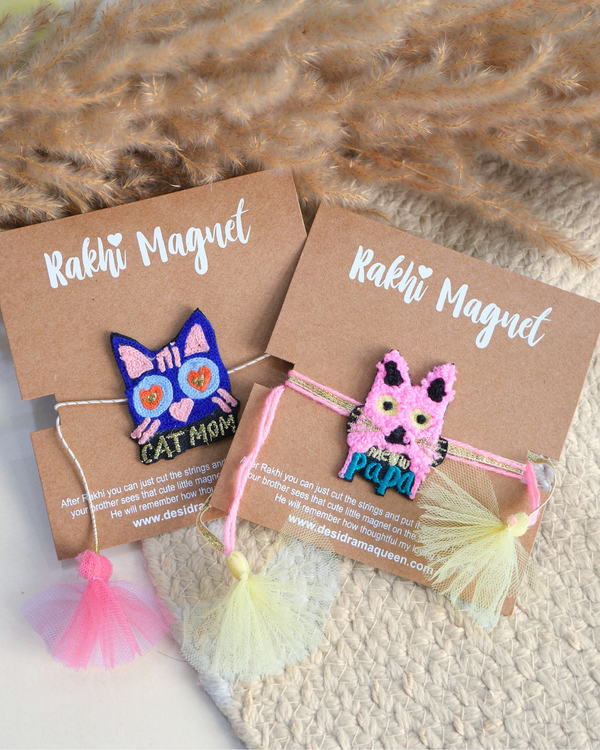 Rakhi Magnets Cat Mom & Meow Papa Combo