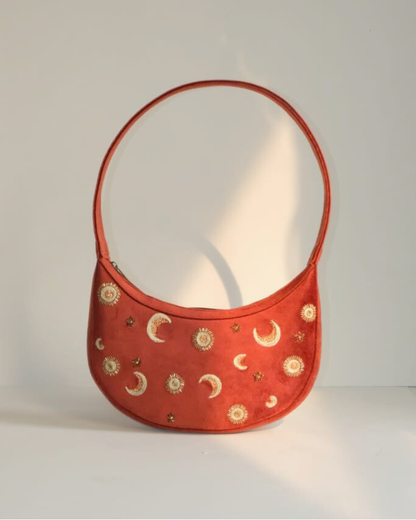 Rust Moon Star Banana Bag