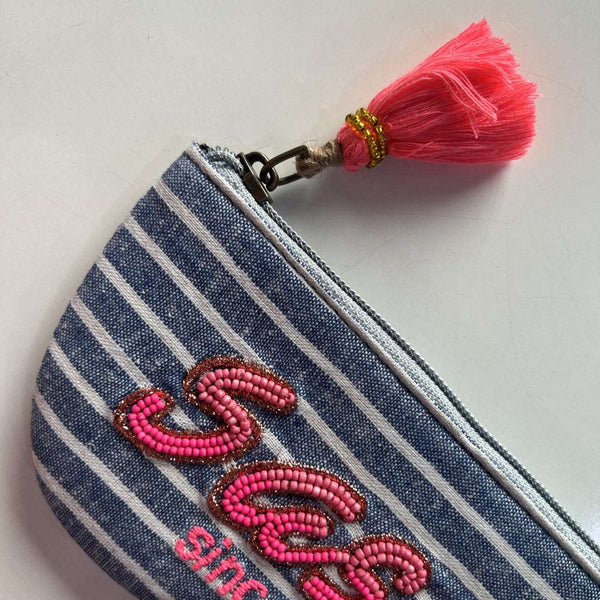 eyeglass travel case, aesthetic glasses case, quirky sunglass cover, "Handcrafted beaded sunglass cover - collectible specs pouch from India"