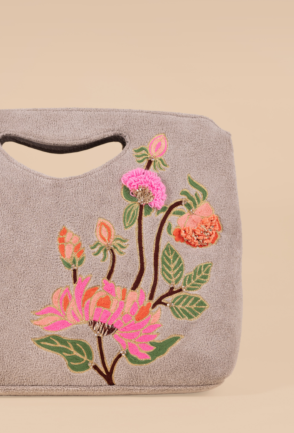 Floral  Grey Hand Bag