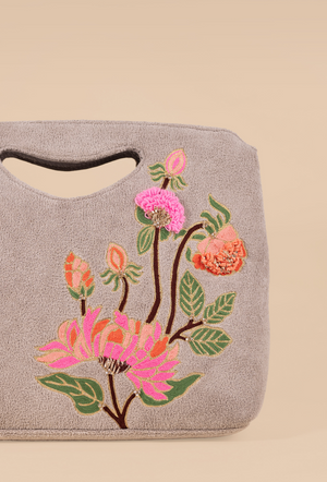 Floral  Grey Hand Bag