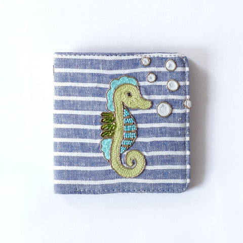 Seahorse - Snap button Wallet (Embroidered )