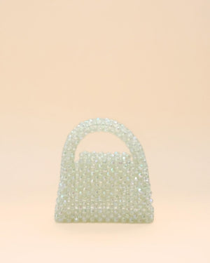Handmade rainbow beaded mini tote bag, stylish accessory for parties and casual outings