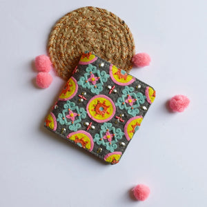 Decorative phone case with colorful patterns on a white background