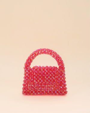 Elegant mini tote with rainbow beads, perfect for parties, brunch, and casual wear