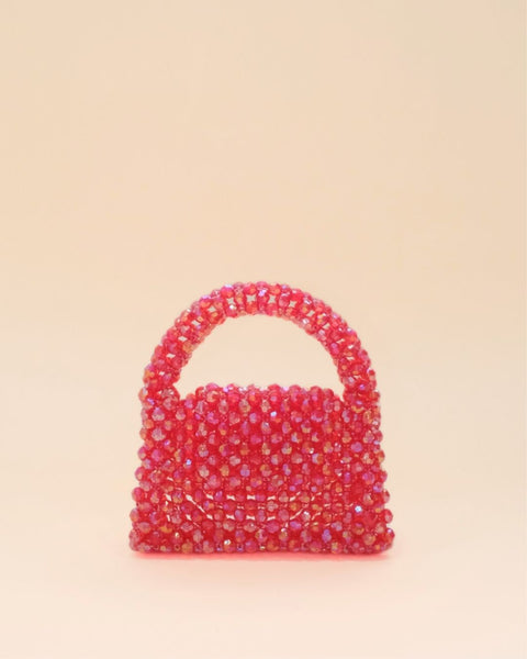 Elegant mini tote with rainbow beads, perfect for parties, brunch, and casual wear