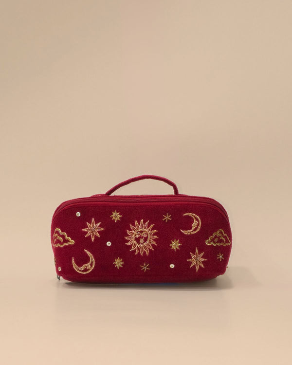 Sun Moon Maroon Makeup Pouch