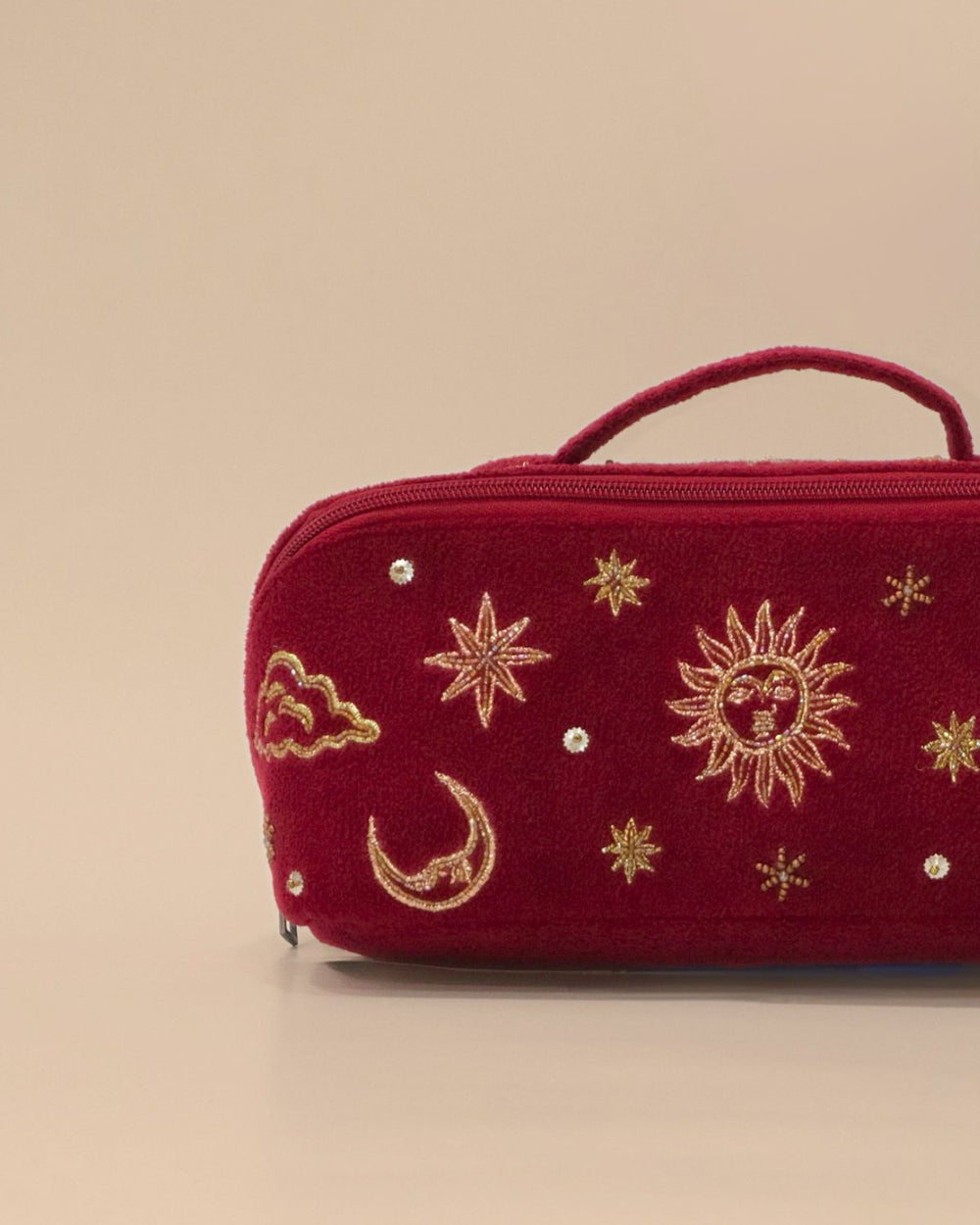 Sun Moon Maroon Makeup Pouch