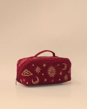 Sun Moon Maroon Makeup Pouch