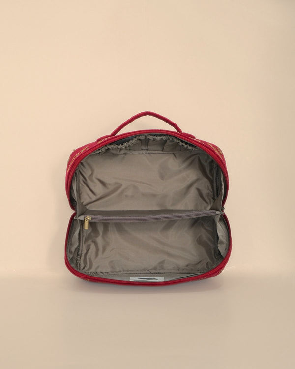Sun Moon Maroon Makeup Pouch