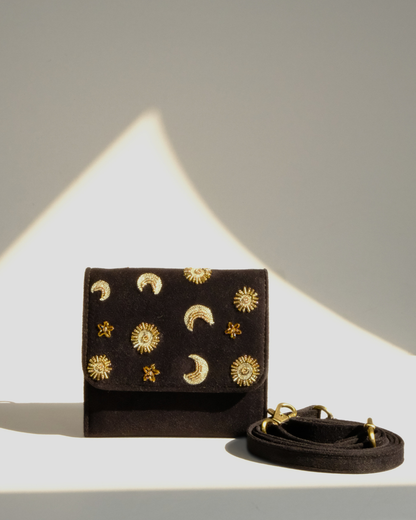Sun Moon Phone Sling Wallet Black