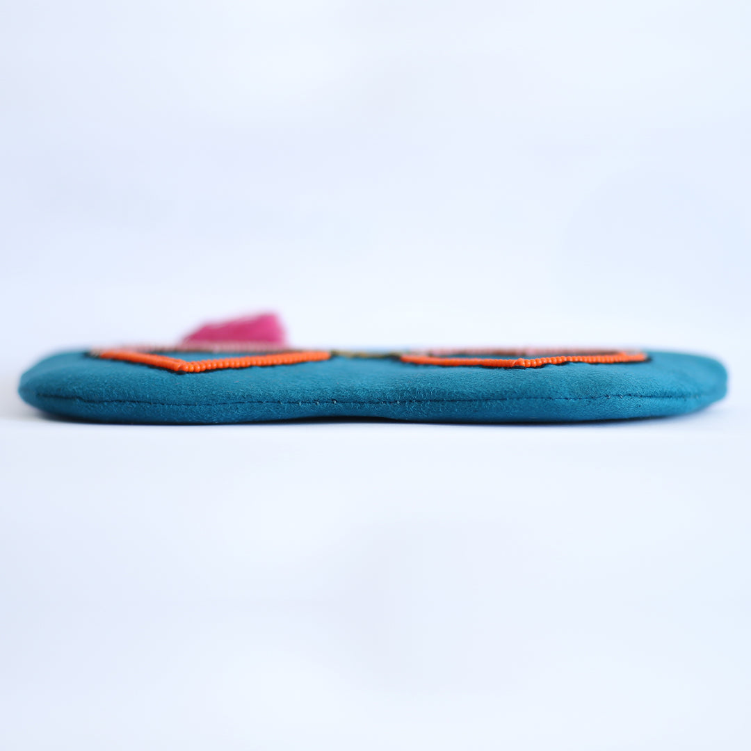 eyeglass travel case, aesthetic glasses case, quirky sunglass cover, "Handcrafted beaded sunglass cover - collectible specs pouch from India"