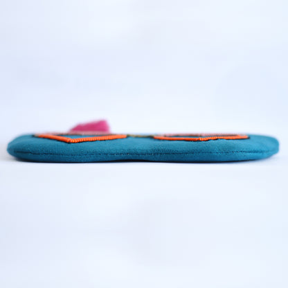 eyeglass travel case, aesthetic glasses case, quirky sunglass cover, "Handcrafted beaded sunglass cover - collectible specs pouch from India"