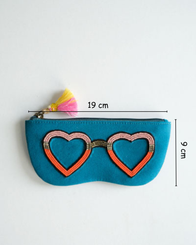Cotton sunglasses cover in turquoise – handmade in India for specs or shades

