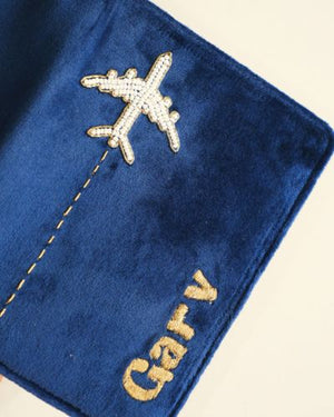 Customized Couple Passport Cover Blue ( set of 2 )