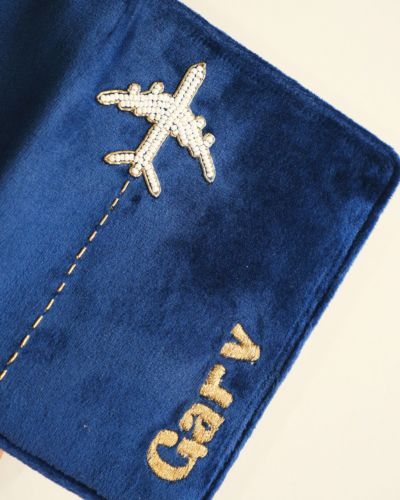 Customized Couple Passport Cover Blue ( set of 2 )