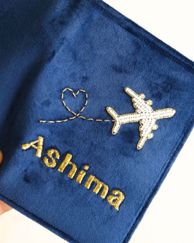 Customized Couple Passport Cover Blue ( set of 2 )