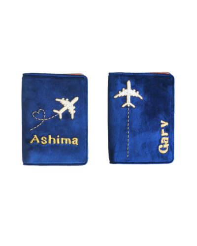 Customized Couple Passport Cover Blue ( set of 2 )