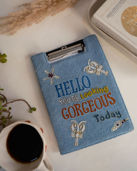 handmade embroidered clipboard journal