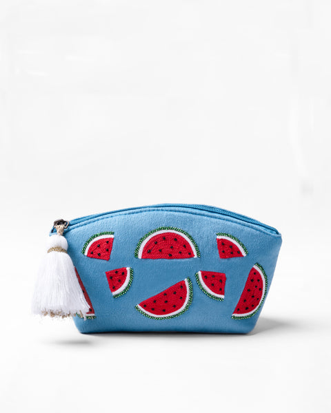WATERMELON TEAL MAKEUP POUCH