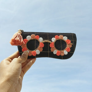 sunglass organiser,sunglass protector, spectacles cover, sunglasses pouch, "Cute beaded sunglasses cover - perfect gift and collectible from India"