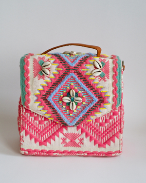 MINDY PINK EMBROIDERED SLING BAG