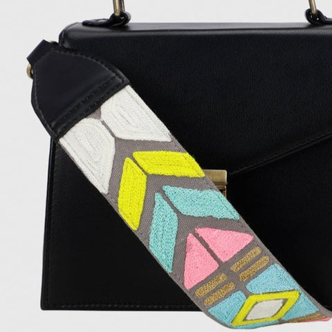 ABSTRACT EMBROIDERED HANDLE GREY -  ( ONLY STRAP)