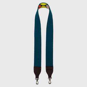 Teal Abstract Strap Sling Bag - Brown (With Embroidered Handle)