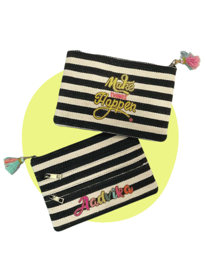 Personalized Namepouch Both Side Embroidered - Stripes