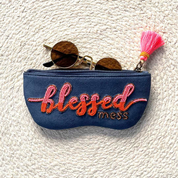 sunglass organiser,sunglass protector, spectacles cover, sunglasses pouch, "Cute beaded sunglasses cover - perfect gift and collectible from India"