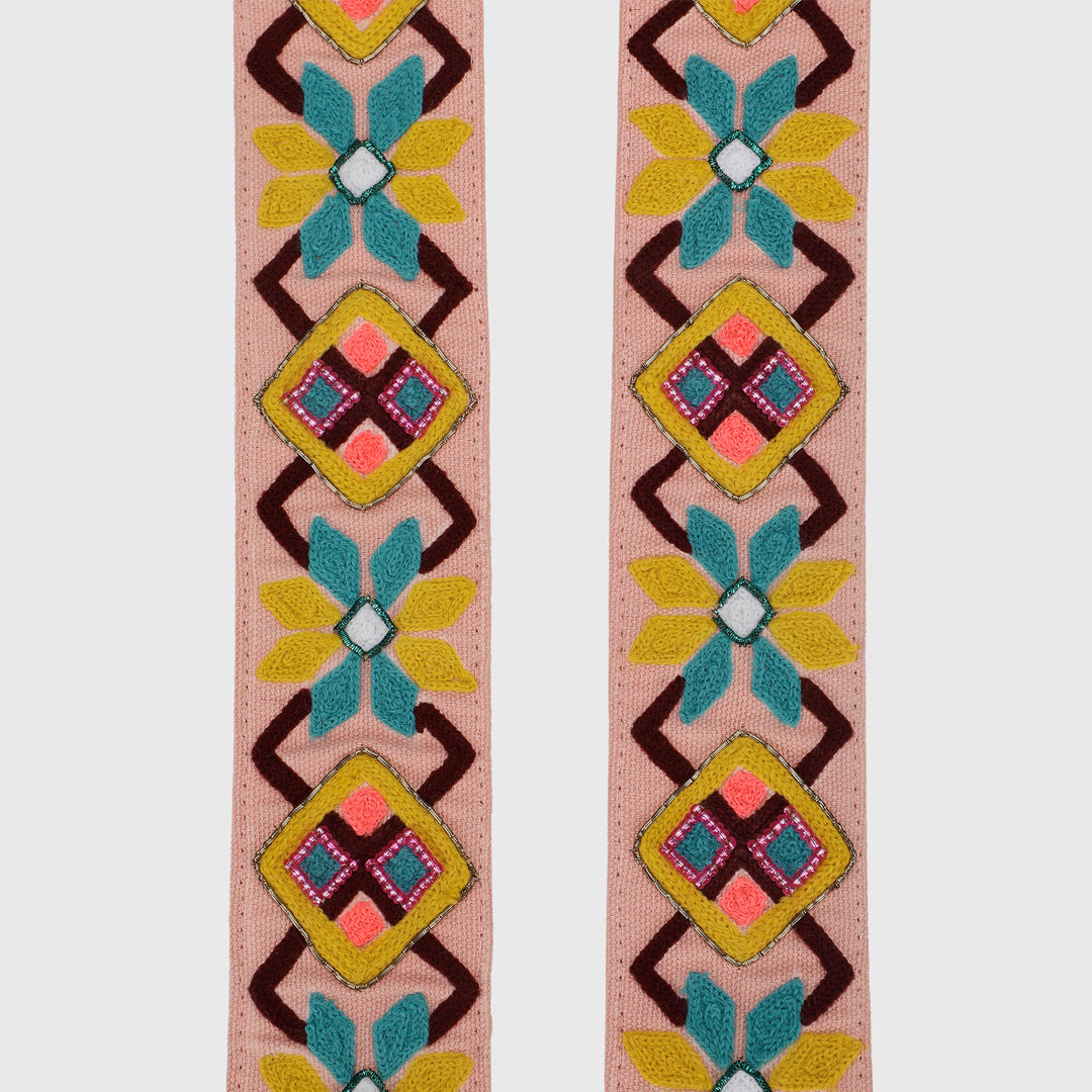 SLING BAG BROWN WITH BOHOME EMBROIDERED STRAP