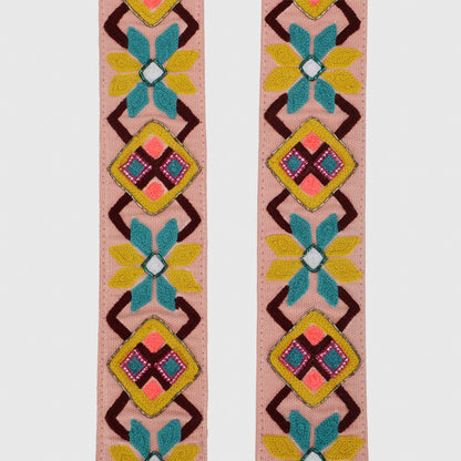 SLING BAG BROWN WITH BOHOME EMBROIDERED STRAP