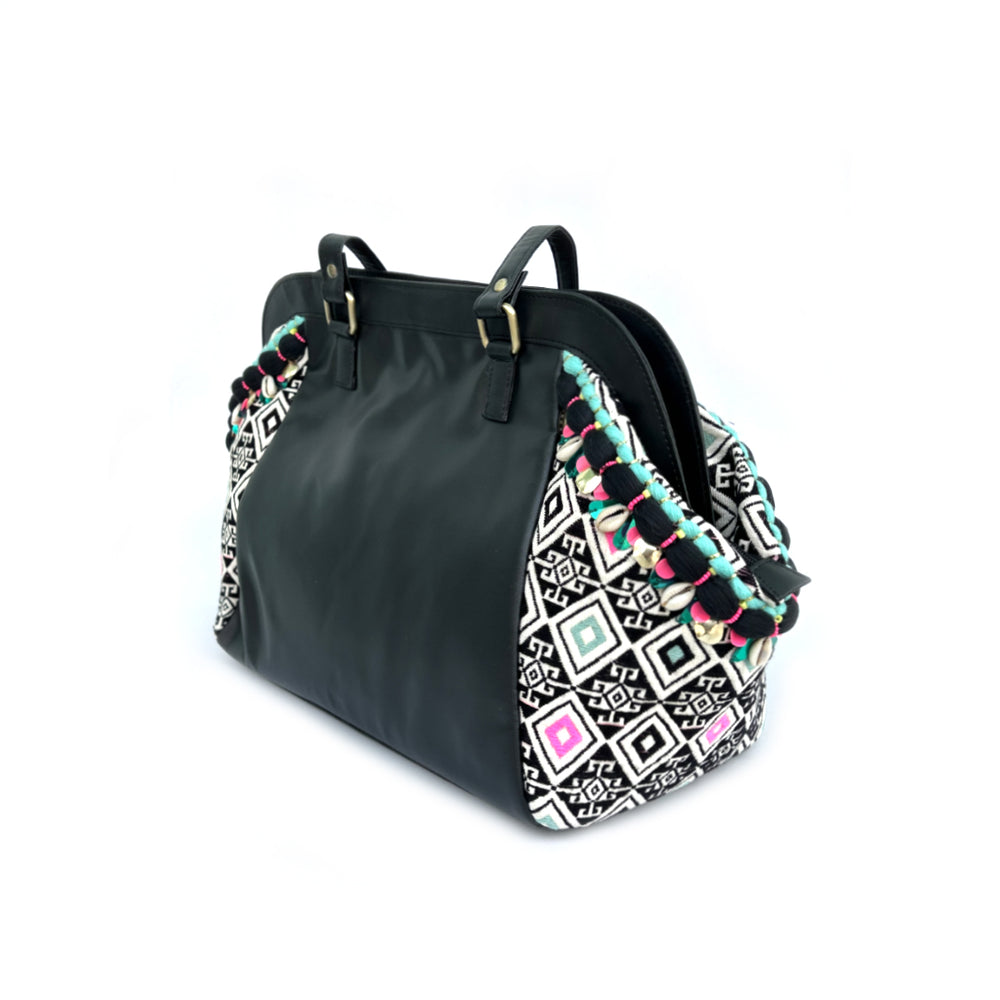 Boho Weekender Bag - Black Geo
